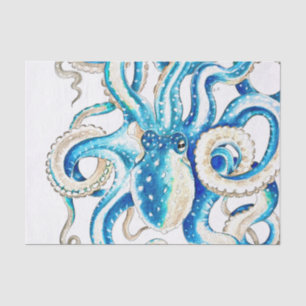 Blue Octopus Comic Style Tissue Paper