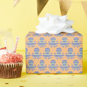 Blue Octopus Coral Wrapping Paper