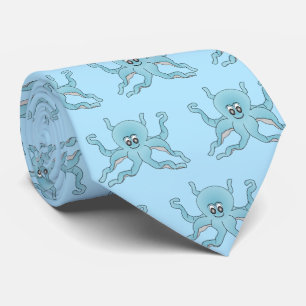 Blue Octopus Design Neck Tie
