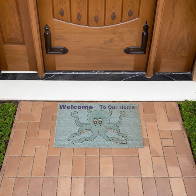 Blue Octopus Design Personalised Fiber Doormat (Insitu (Outdoor))