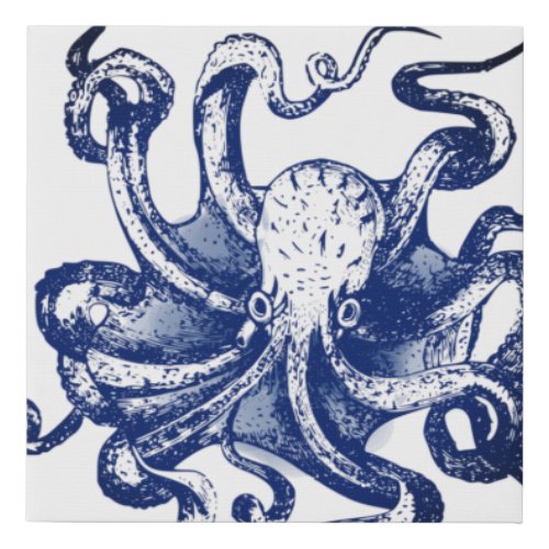 Blue Octopus Faux Canvas Print