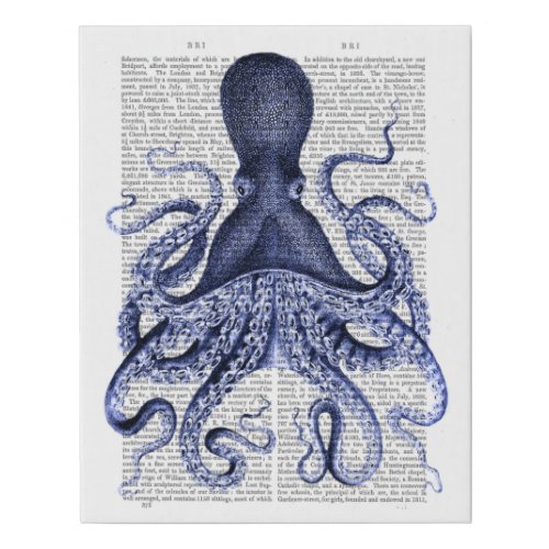 Blue Octopus Faux Canvas Print