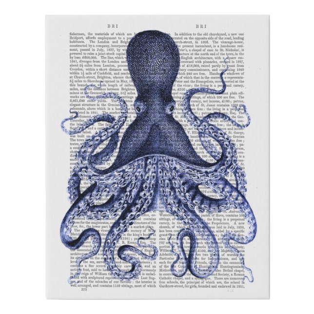 Blue Octopus Faux Canvas Print (Front)
