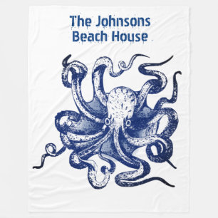 Blue Octopus Fleece Blanket