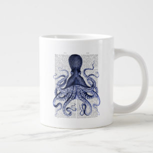 Blue Octopus Giant Coffee Mug