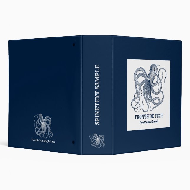 Blue Octopus illustration 3 Ring Binder (Background)