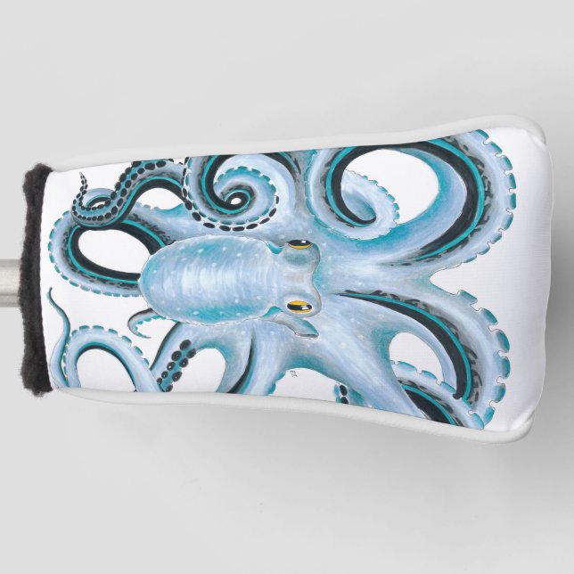 Blue Octopus Ink & Marker Golf Head Cover (Front)