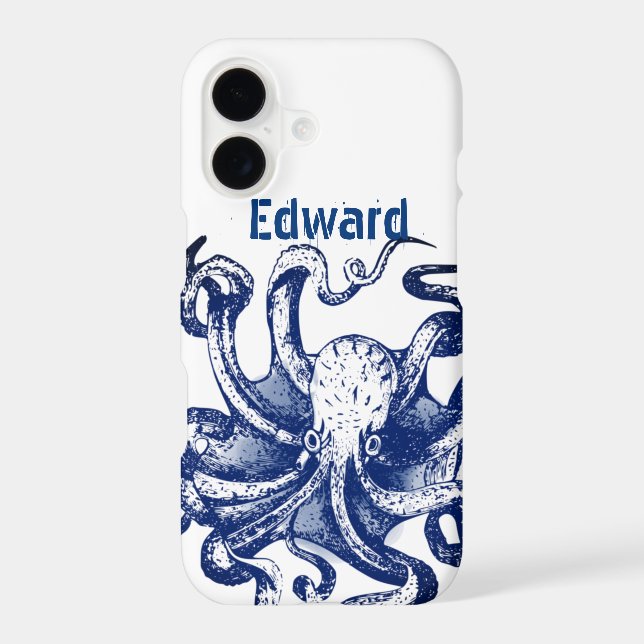 Blue Octopus Iphone Case (Back)