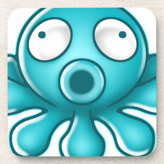 Blue Octopus Japanese Logo Beverage Coaster