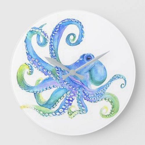 Blue Octopus  Large Clock