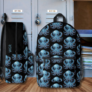 Blue Octopus Monogram  Printed Backpack