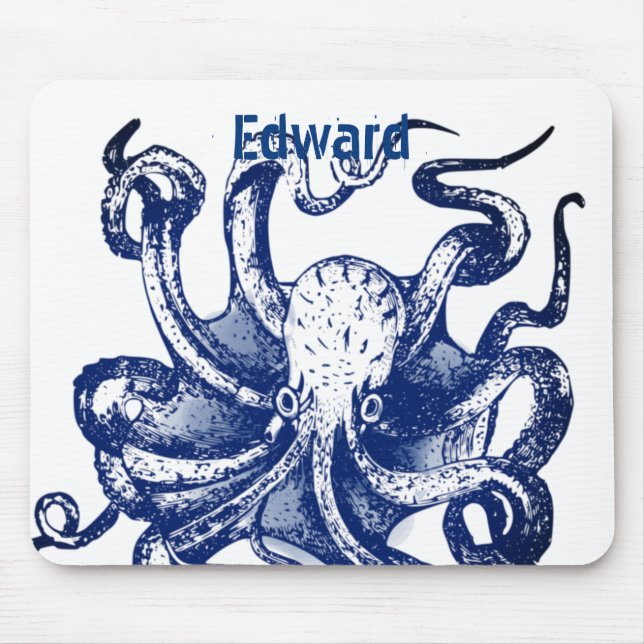 Blue Octopus Mouse Pad (Front)