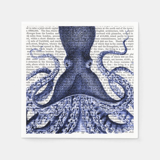 Blue Octopus Napkins (Front)