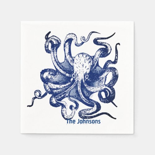 Blue Octopus Napkins