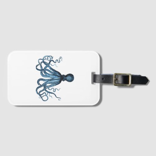 Blue octopus nautical design luggage tag