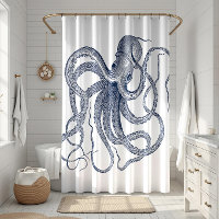 Blue octopus nautical illustration