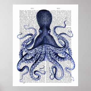 Blue Octopus Poster