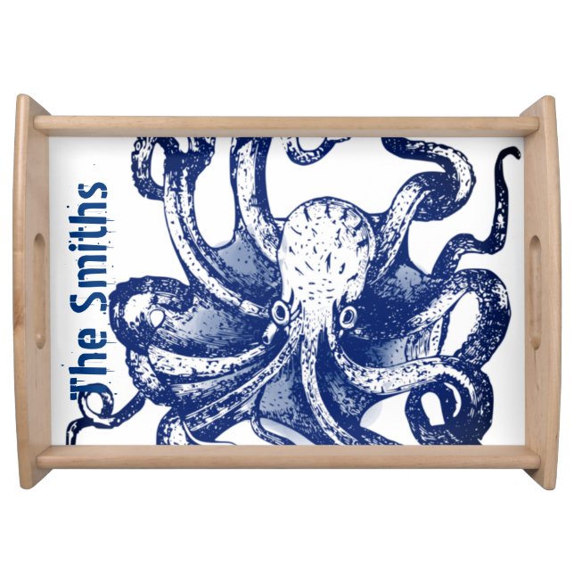 Blue Octopus Serving Tray (Front)