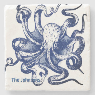 Blue Octopus Stone Coaster