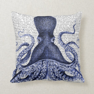 Blue Octopus Throw Pillow
