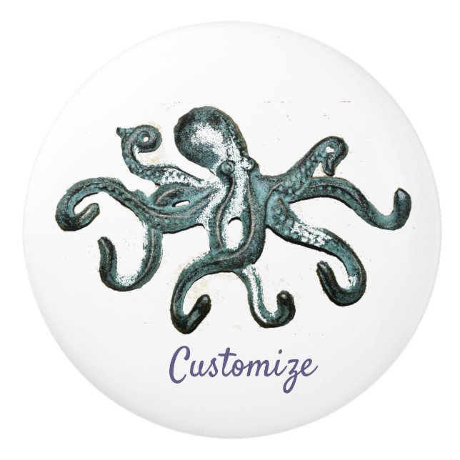 Blue Octopus Thunder_Cove Ceramic Knob (Front)