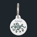 Blue Octopus Thunder_Cove  Pet ID Tag<br><div class="desc">Cute blue octopus to customize,  personalize by changing to your name on  any background color</div>