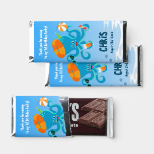 Blue Octopus Under the Sea Boy Birthday Party Hershey Bar Favors