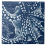 Blue Octopus Vintage Map Chic Ceramic Tile at Zazzle