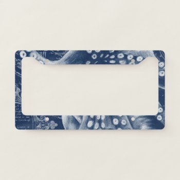 Blue Octopus Vintage Map Chic License Plate Frame by EveyArtStore at Zazzle
