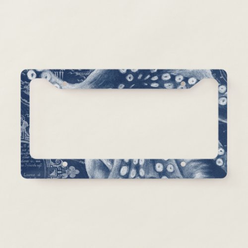 Blue Octopus Vintage Map Chic License Plate Frame