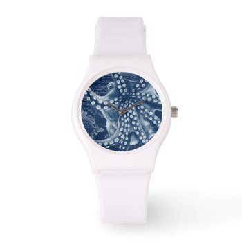Blue Octopus Vintage Map Chic Watch by EveyArtStore at Zazzle