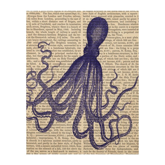 Blue Octopus Wood Wall Decor (Front)