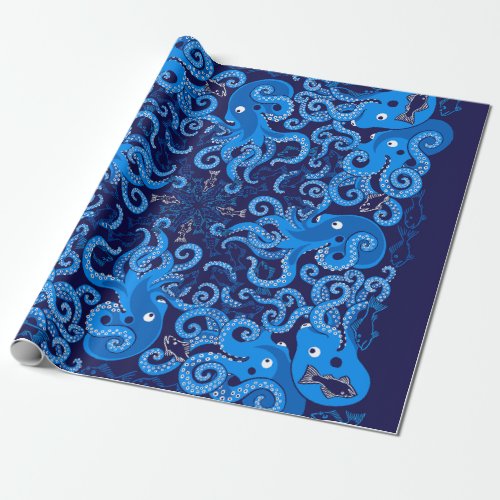 Blue Octopus  Wrapping Paper