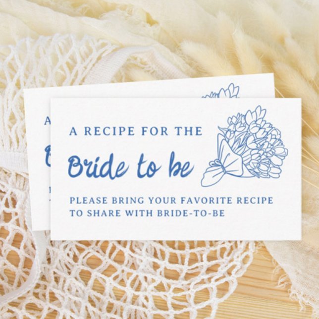 Blue Off The Market Bridal Shower Share A Recipe Enclosure Card (Creator Uploaded)