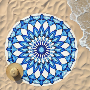 Blue & Off White Mandala Beach Towel