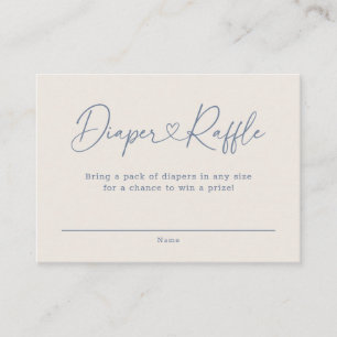 Blue Oh Baby Heart Calligraphy Diaper Raffle Enclosure Card