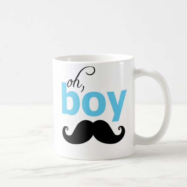 Blue Oh Boy Mustache Statement Mug (Right)