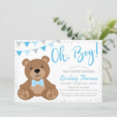 Blue Oh Boy Teddy Bear Baby Shower Invitation | Zazzle