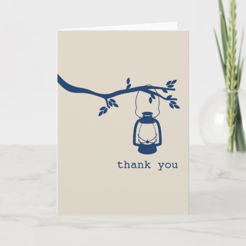 Blue Oil Lantern Camping  Outdoors Thank You Card