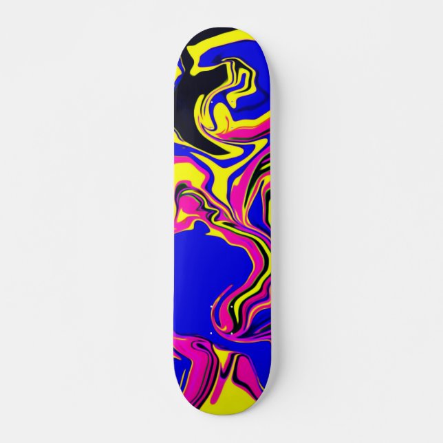 Blue Oil Spill Psychedelic Skateboard (Front)