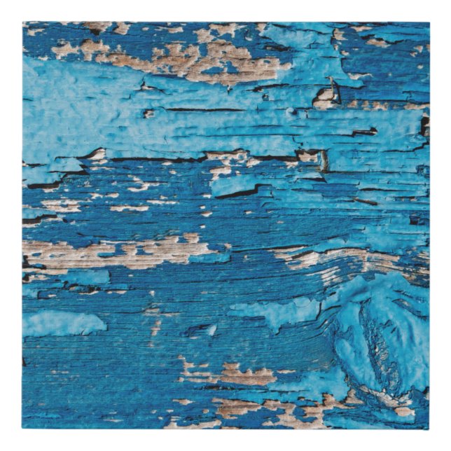 Blue old wooden background  faux canvas print (Front)