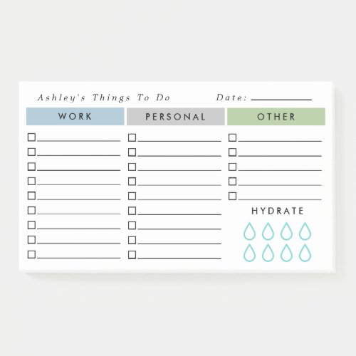 Blue Olive Minimalist Daily Organizer To Do List Post_it Notes