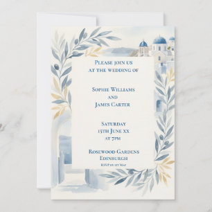Blue Olive Santorini Wedding Invitation