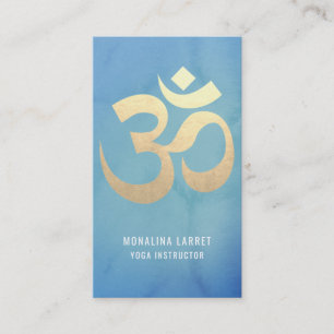 Blue Om Gold Meditation Symbol Yoga Instructor Business Card