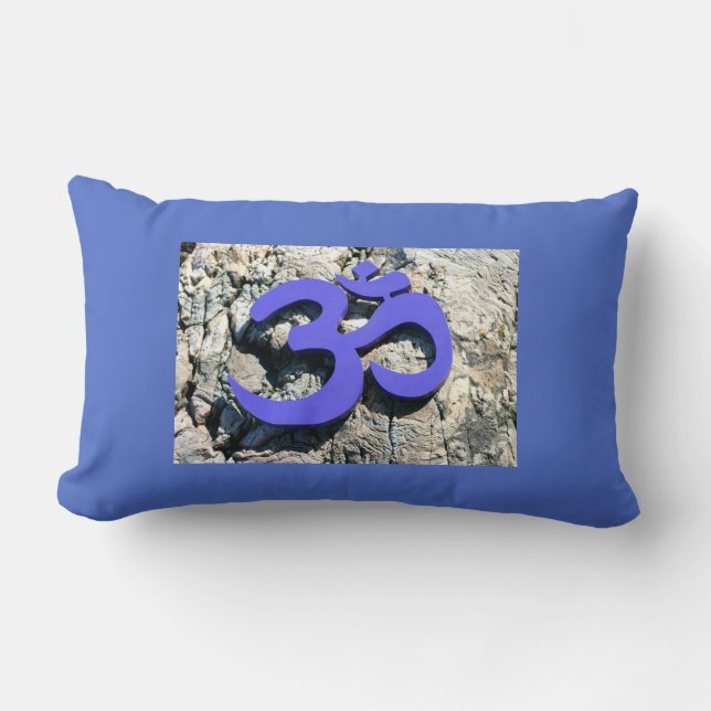 blue Om Lumbar Pillow (Front)