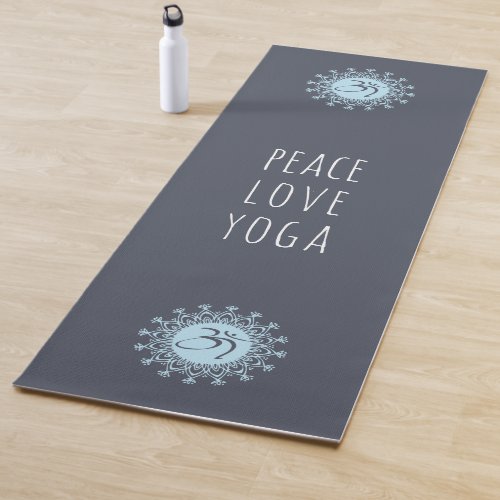 Blue Om  Mandala Peace Love Yoga Yoga Mat