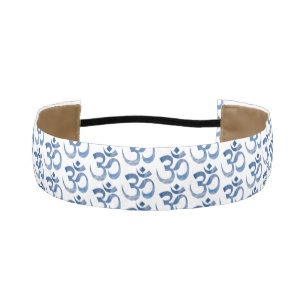 Blue Om Symbol Grosgrain 1.5-in Non-Slip Headband