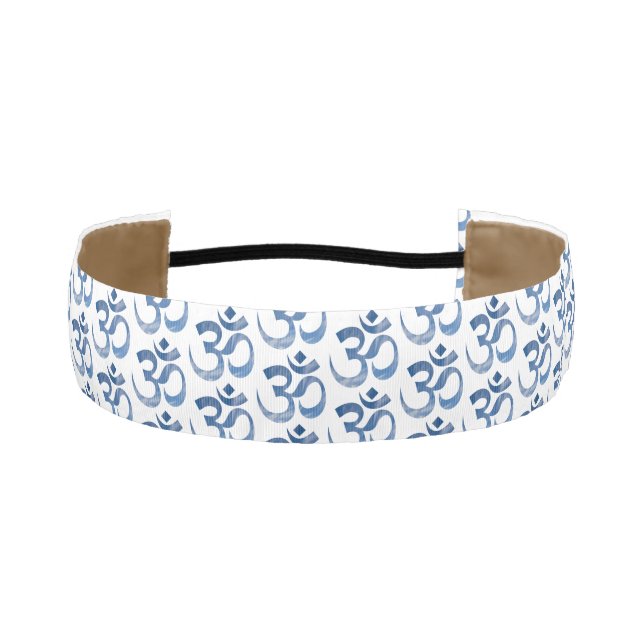 Blue Om Symbol Grosgrain 1.5-in Non-Slip Headband (Front)