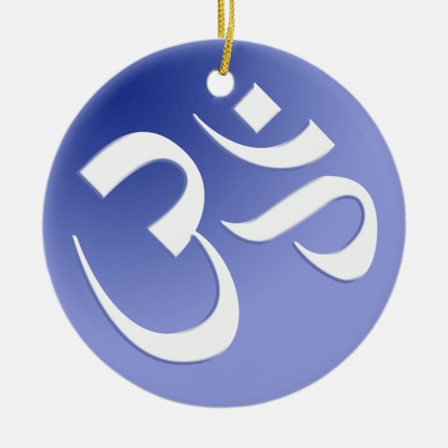Blue Om Symbol Ornament (Front)