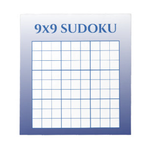 Blue Ombre 9 by 9 Sudoku Template Notepad